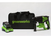 Перфоратор аккумуляторный бесщеточный GREENWORKS GD24SDS2 2 ДЖ, 24V, c 1хАКБ 4 А.ч и ЗУ в сумке