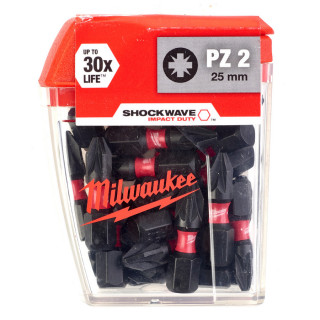 Биты для шуруповерта Milwaukee Shockwave PZ2 x 25 мм (25шт)