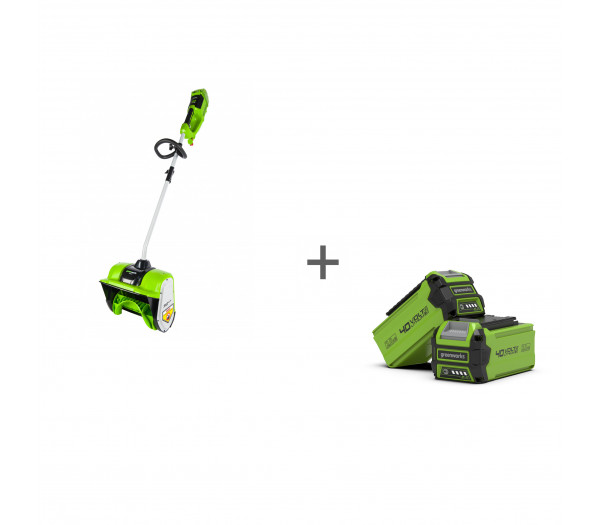 Снегоуборщик аккумуляторный G-MAX 40V GREENWORKS GD40SSK2 c АКБ 2АЧ и ЗУ + аккумулятор G-MAX 40V