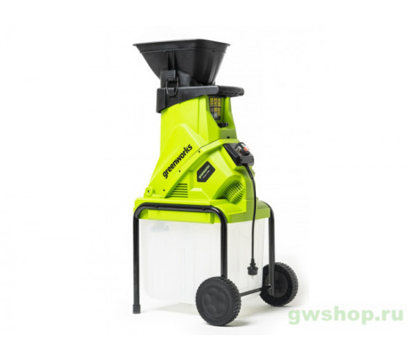 Измельчитель садовый электрический GREENWORKS, 220 В, 2800 Вт с контейнером