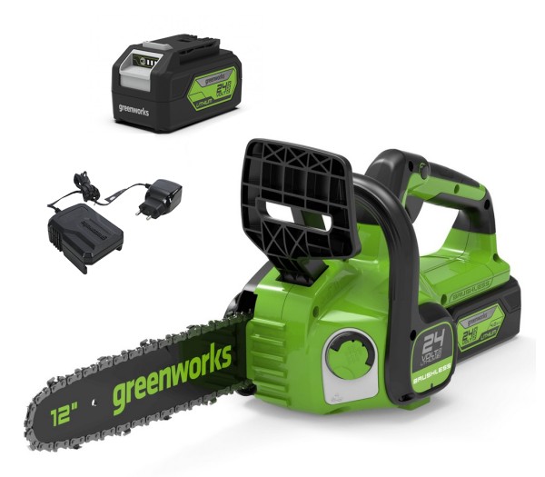 Цепная пила аккумуляторная 24V GREENWORKS G24CS25 c АКБ 8 Ач и ЗУ