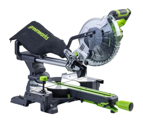 Пила торцовочная 216x30 мм с протяжкой аккумуляторная GREENWORKS 24V GD24MS216, бесщеточная, с АКБ 4 Ач и ЗУ