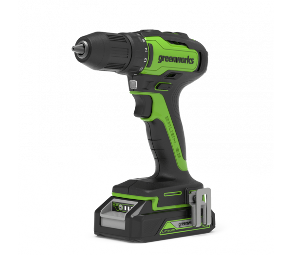 Дрель-шуруповерт аккумуляторная GREENWORKS GD24DD35K2, 24V, c 1хАКБ 2 А.ч и ЗУ в кейсе