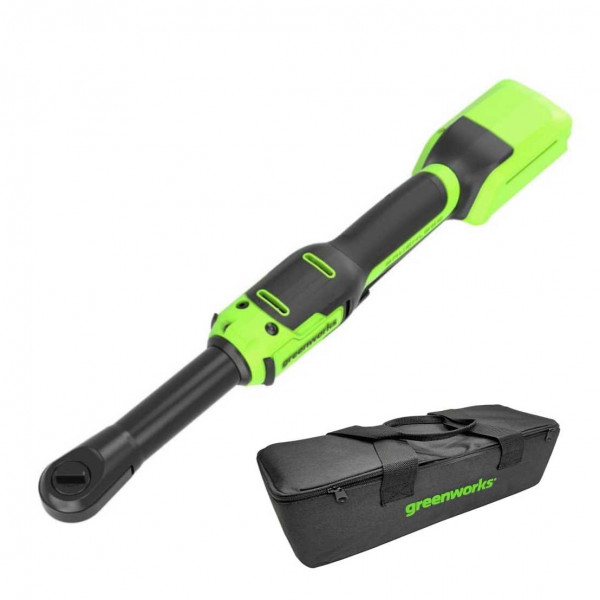 Гайковёрт-трещотка удлиненная, редуктор 70 мм, аккумуляторная Greenworks 24V GD24RW, бесщеточная, без АКБ и ЗУ, в сумке