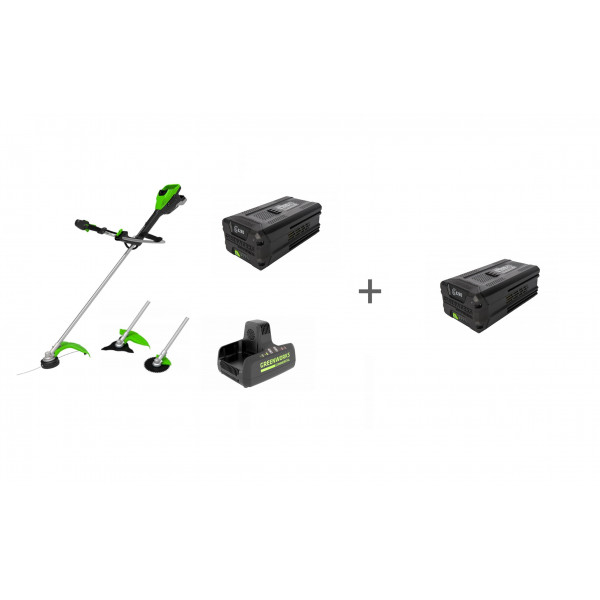 Комплект: Аккумуляторный триммер Greenworks TB201H, 82V, Зарядное устройство G82C2, Аккумулятор G82B5 + 2й АКБ в подарок