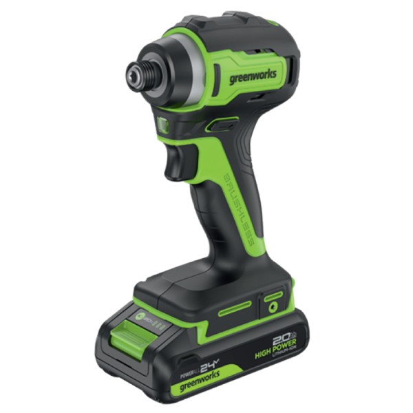 Винтоверт ударный аккумуляторный Greenworks ID3170 24V, с 1 АКБ 2Ач и ЗУ