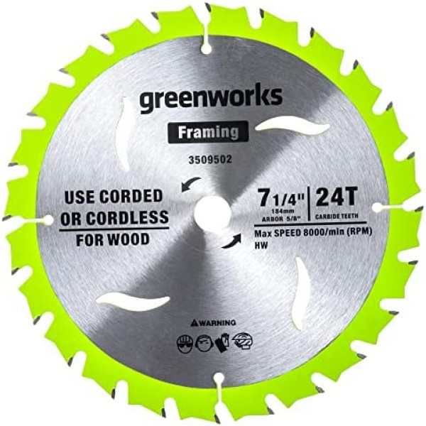 Пильный диск по дереву для циркулярной пилы Greenworks 184x1.75/1.13x20мм 24T