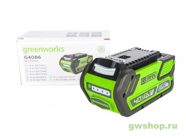 Аккумулятор G-MAX 40V GREENWORKS G40B6 2928907, 2923307 - Аккумуляторы ...